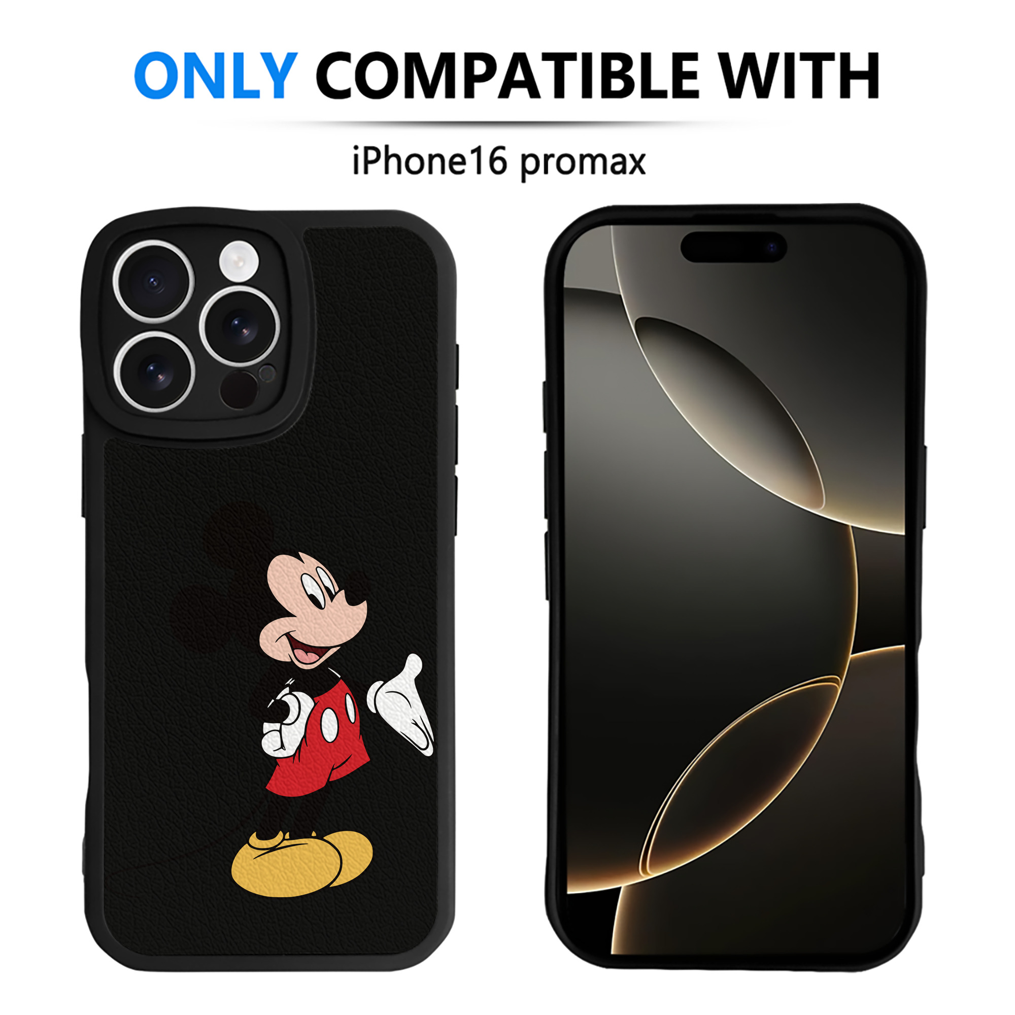 （画像用） ミッキーマウス Mickey Mouse 【iPhone 16シリーズ対応】シリコンスマホケース（レザー調） 材質：シリコン